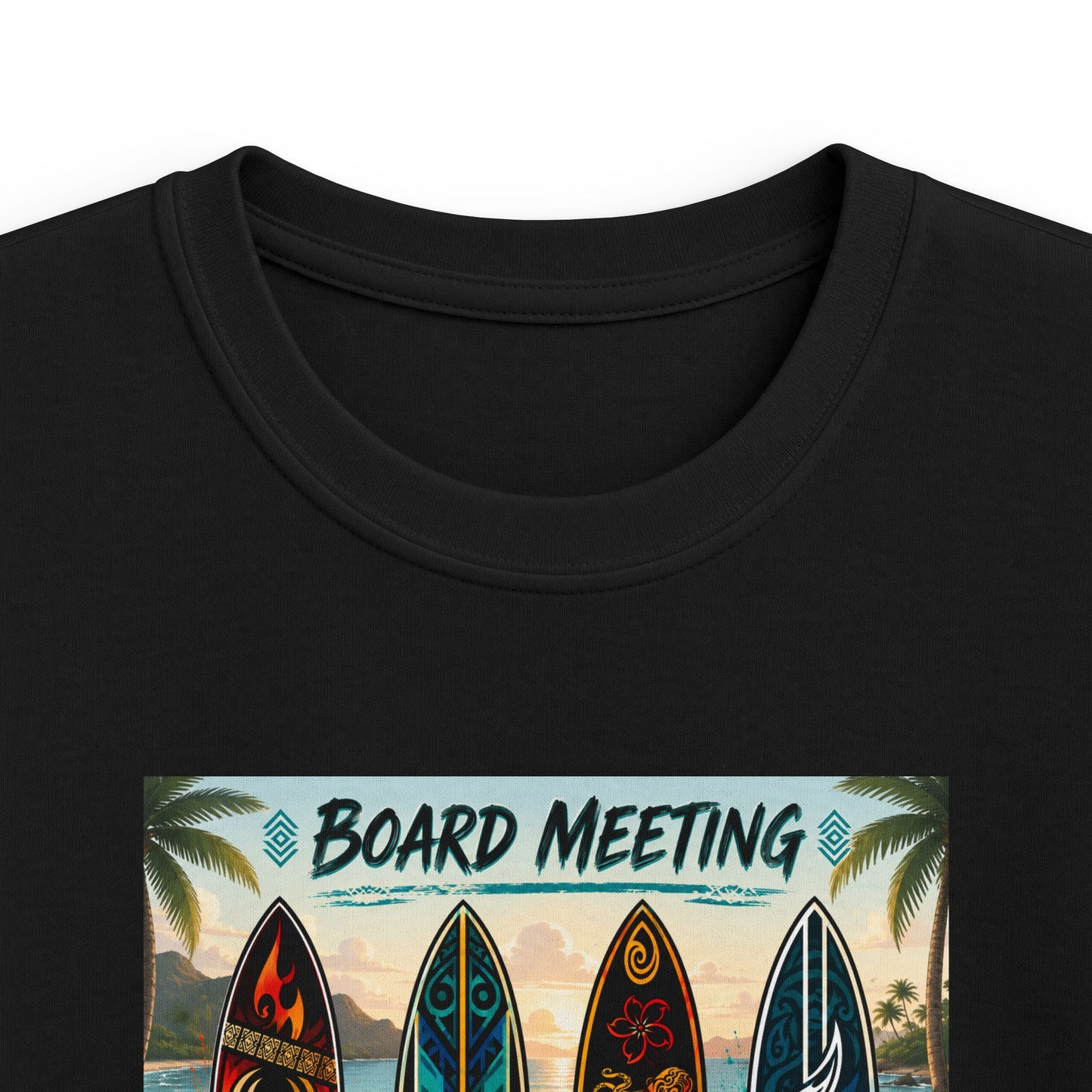 Kids Tee — "Board Meeting" Surfboard Graphic Beach Shirt