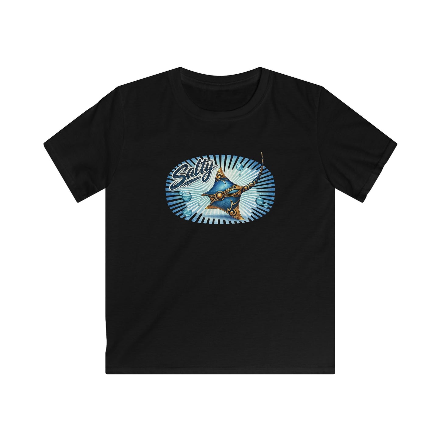 Kids Tee - 'Salty' Manta Ray Beach Surf Graphic