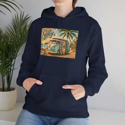 Vintage Salty Surf Hoodie — Retro VW Van Beach Pullover