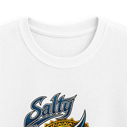 Kids Tee — Blue Shark Graphic “Shaka” Surf Style