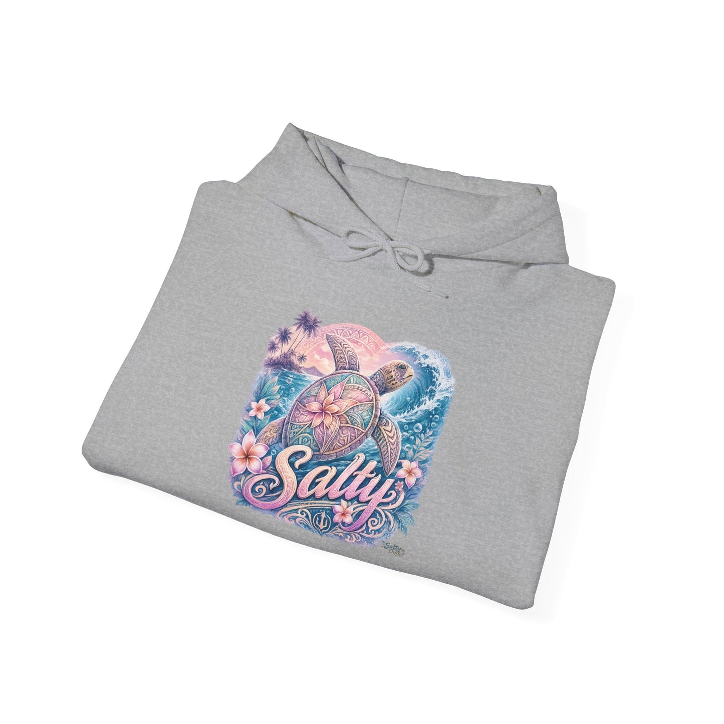 Salty Turtle Hoodie — Pastel Ocean Graphic Sweatshirt