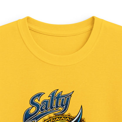 Kids Tee — Blue Shark Graphic “Shaka” Surf Style