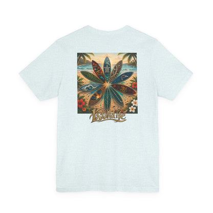Surfboard Round Table Tee — Tropical Beach Vibes Graphic T-Shirt