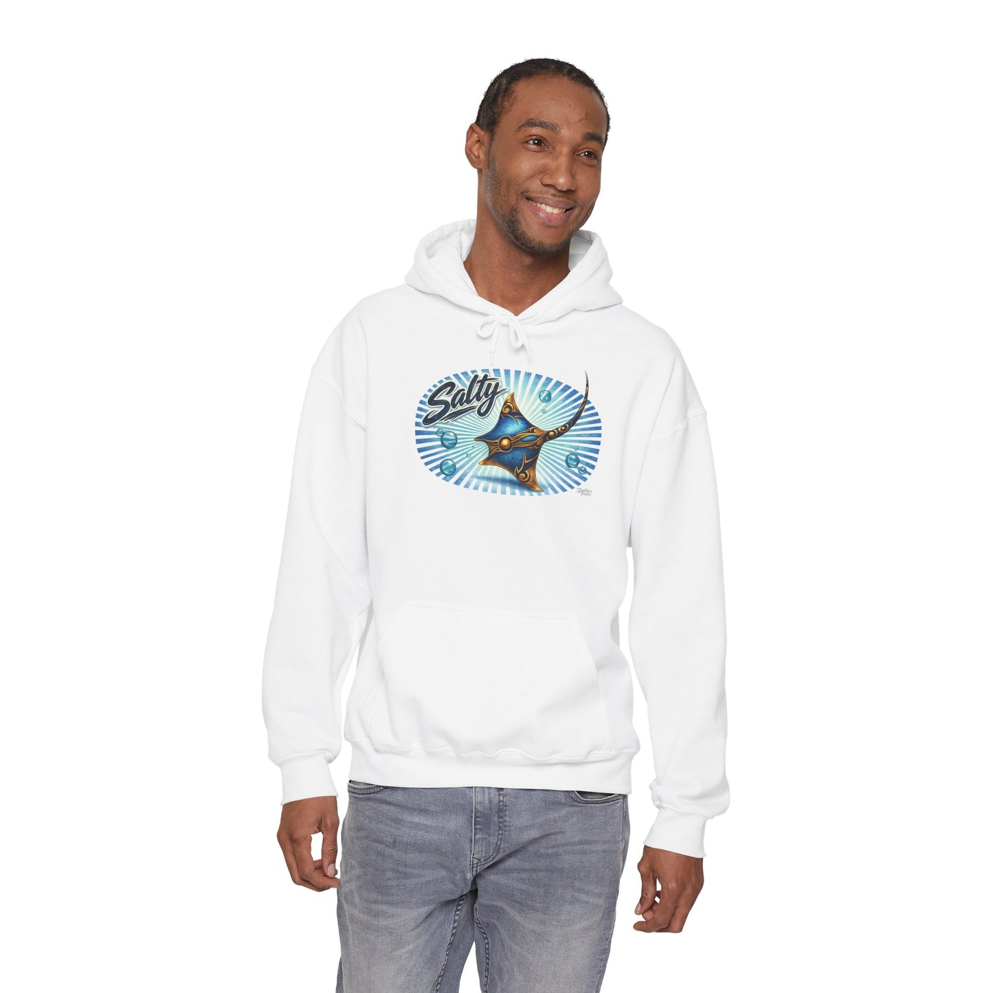 Salty Manta Ray Hoodie — Retro Surf Beach Vibes Sweatshirt