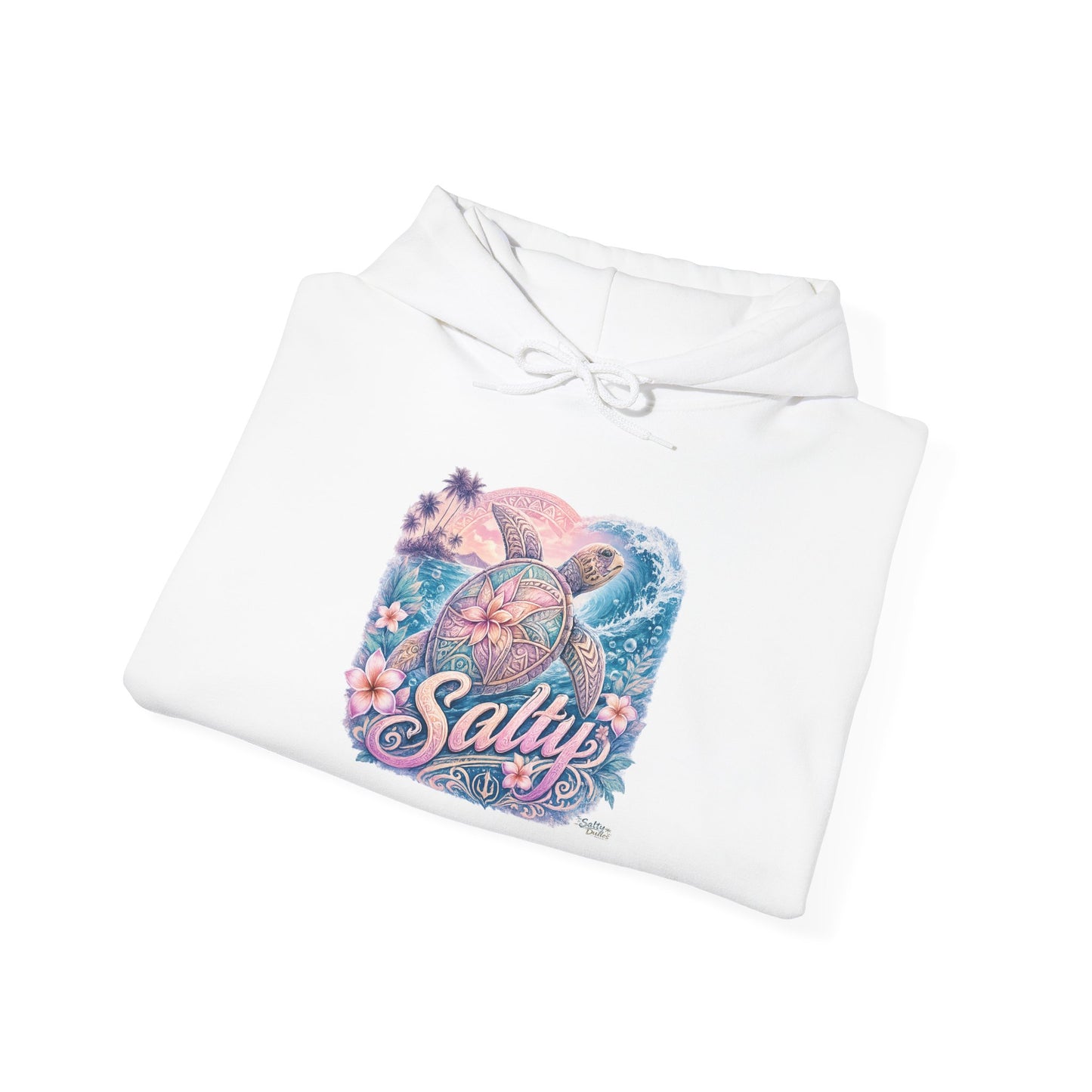 Salty Turtle Hoodie — Pastel Ocean Graphic Sweatshirt