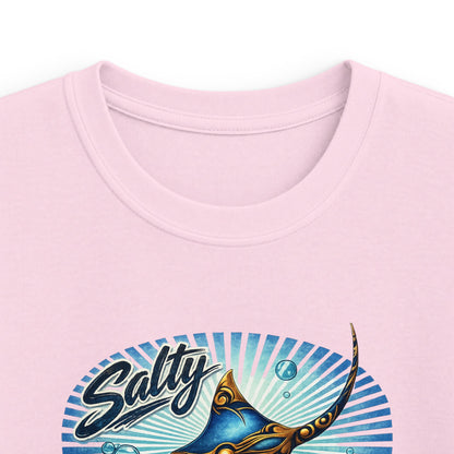 Kids Tee - 'Salty' Manta Ray Beach Surf Graphic