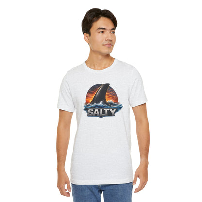 Salty Shark Tee – Ocean Sunset Shark Fin T‑Shirt