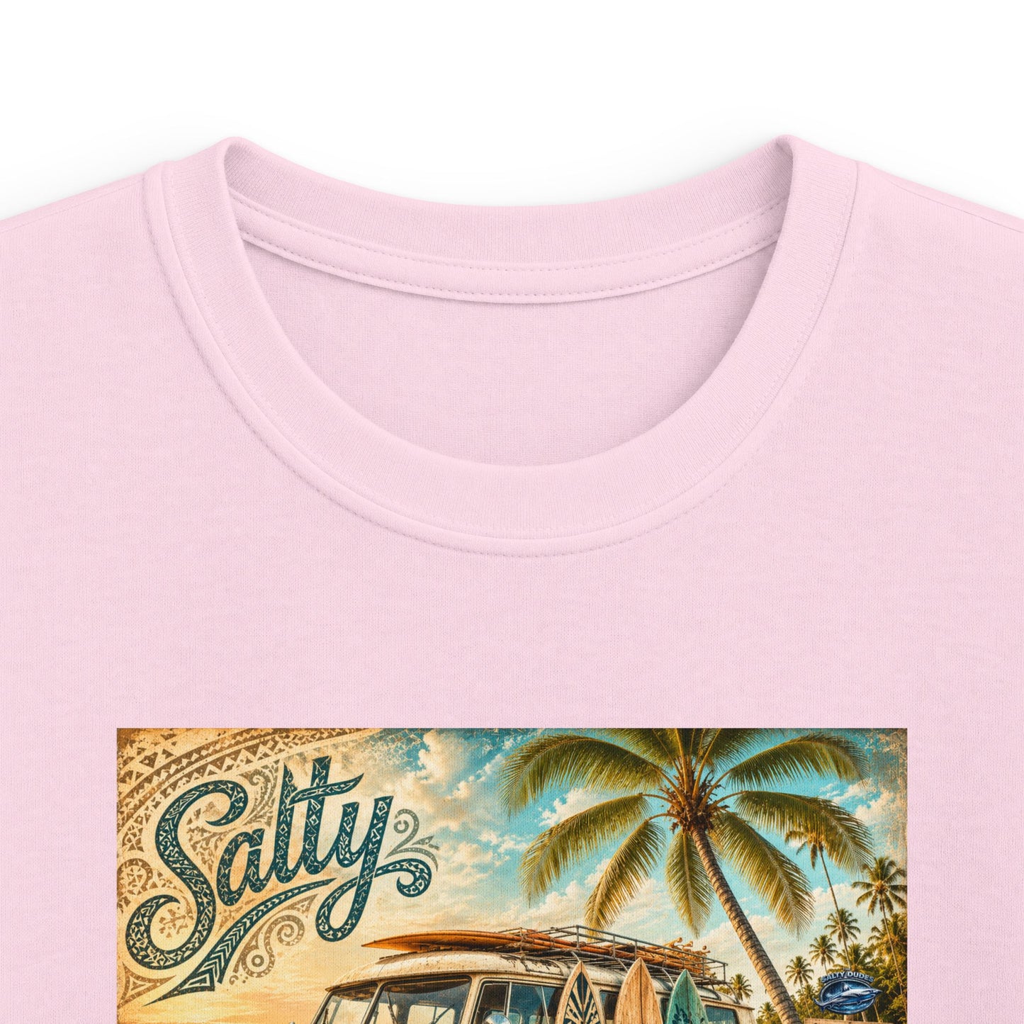 Kids Beach Van T‑Shirt – "Salty" Retro Surf Camper Tee for Boys & Girls