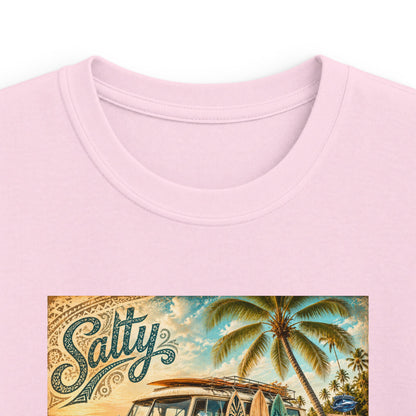 Kids Beach Van T‑Shirt – "Salty" Retro Surf Camper Tee for Boys & Girls