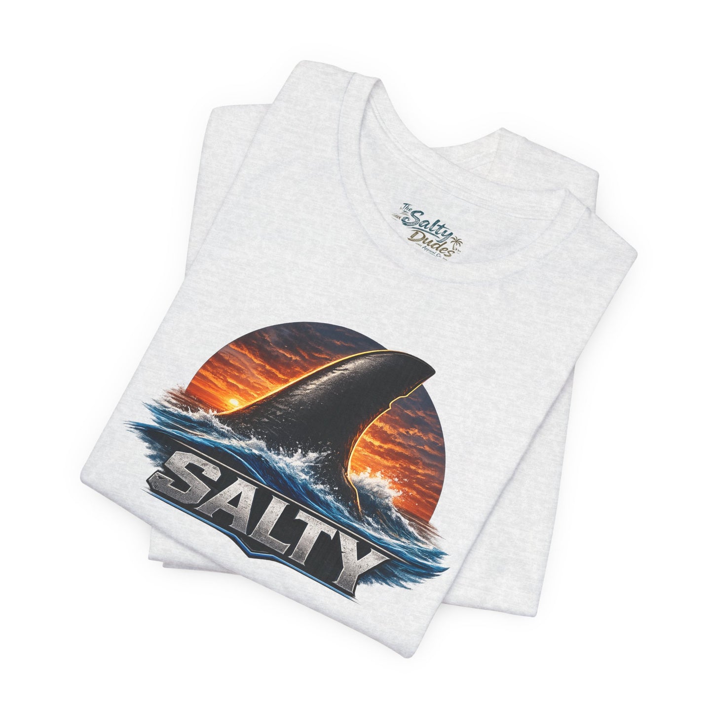 Salty Shark Tee – Ocean Sunset Shark Fin T‑Shirt