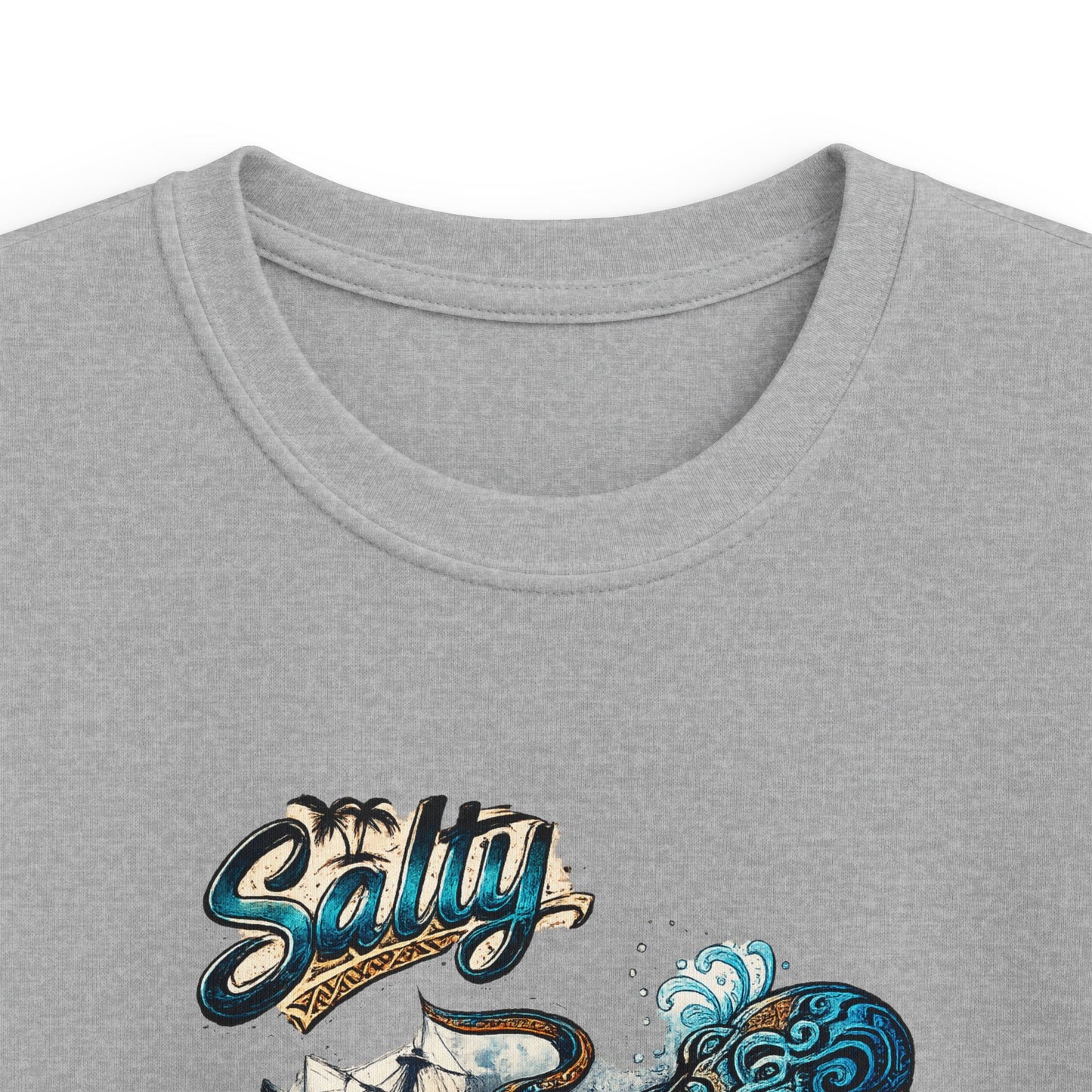 Kids Tee – Colorful Octopus Beach Illustration with "Salty" Script