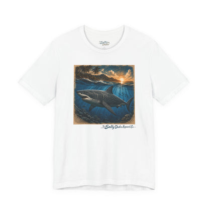 Great White Sunset Graphic Tee — Ocean Surf Adventure Shirt