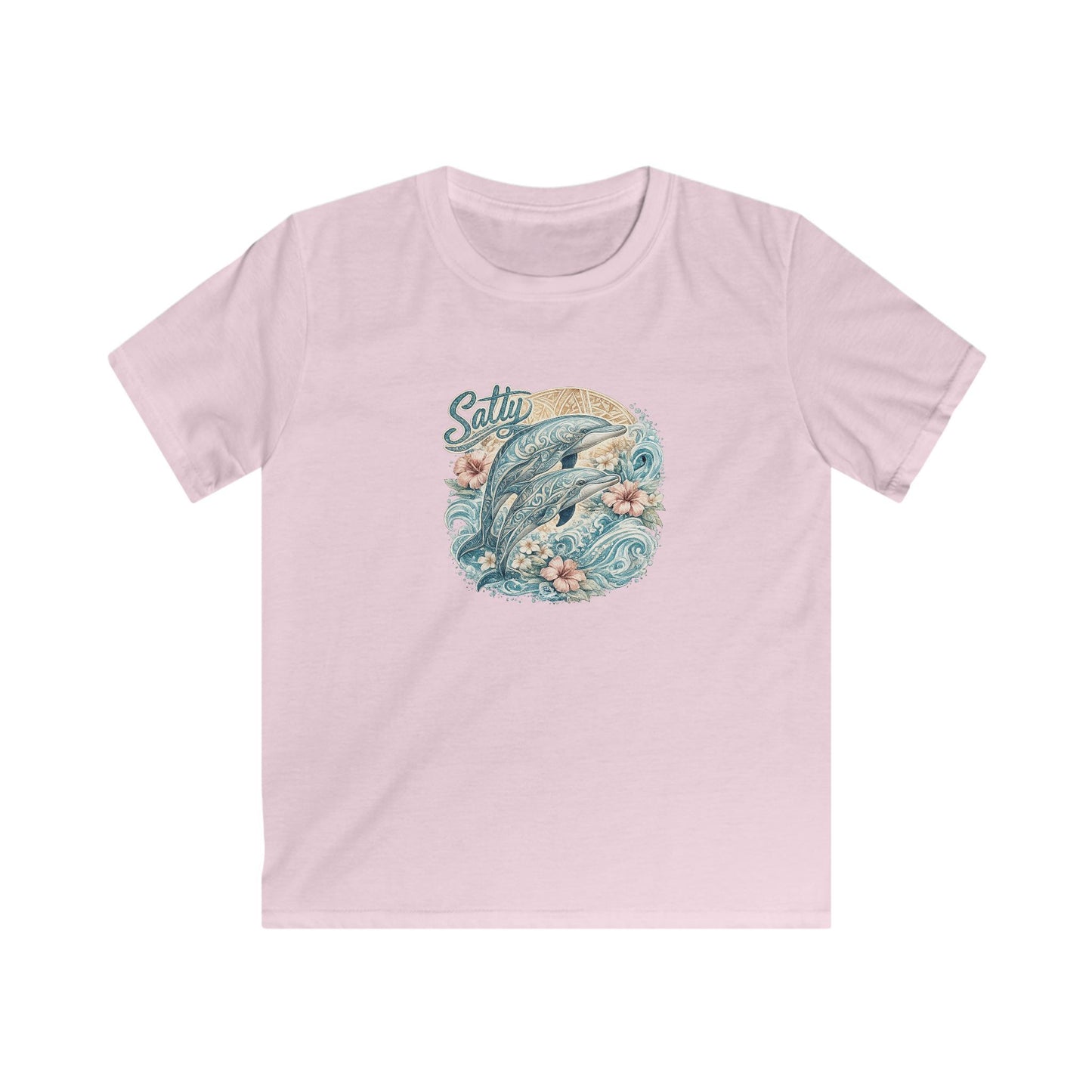 Kids T-Shirt — 'Surfing Dolphin' Retro Ocean Graphic Tee ("Salty")