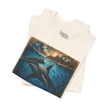 Whale Sunset Graphic Tee — Ocean Life Shark Illustration Shirt