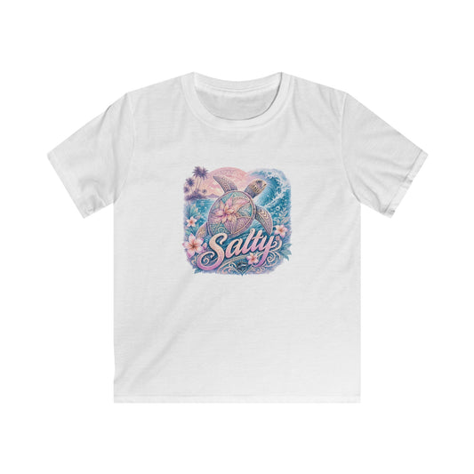 Kids Tee — 'Salty' Tropical Surf Graphic Shirt for Beach-Loving Kids