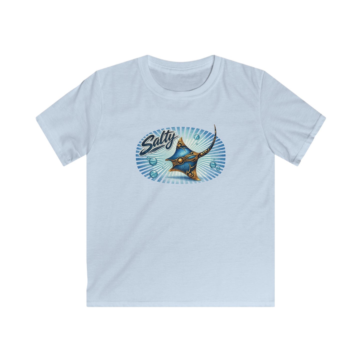 Kids Tee - 'Salty' Manta Ray Beach Surf Graphic