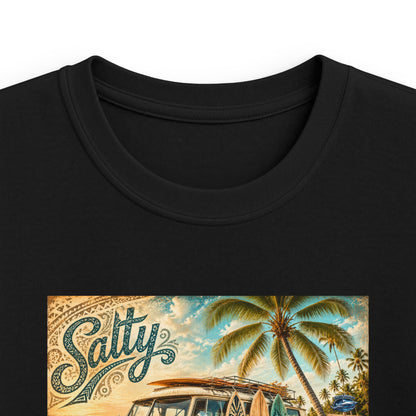 Kids Beach Van T‑Shirt – "Salty" Retro Surf Camper Tee for Boys & Girls