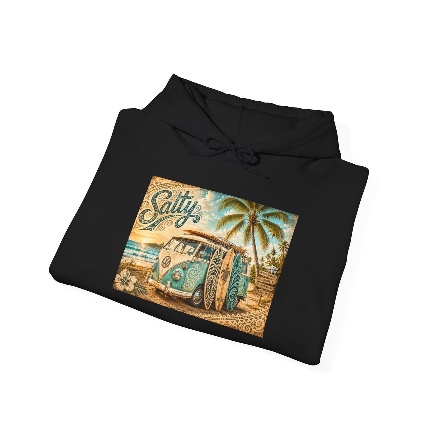 Vintage Salty Surf Hoodie — Retro VW Van Beach Pullover