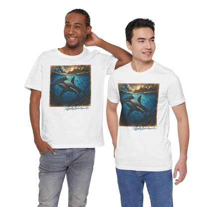 Whale Sunset Graphic Tee — Ocean Life Shark Illustration Shirt