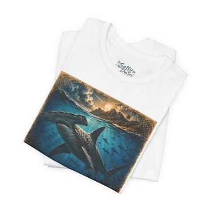 Whale Sunset Graphic Tee — Ocean Life Shark Illustration Shirt
