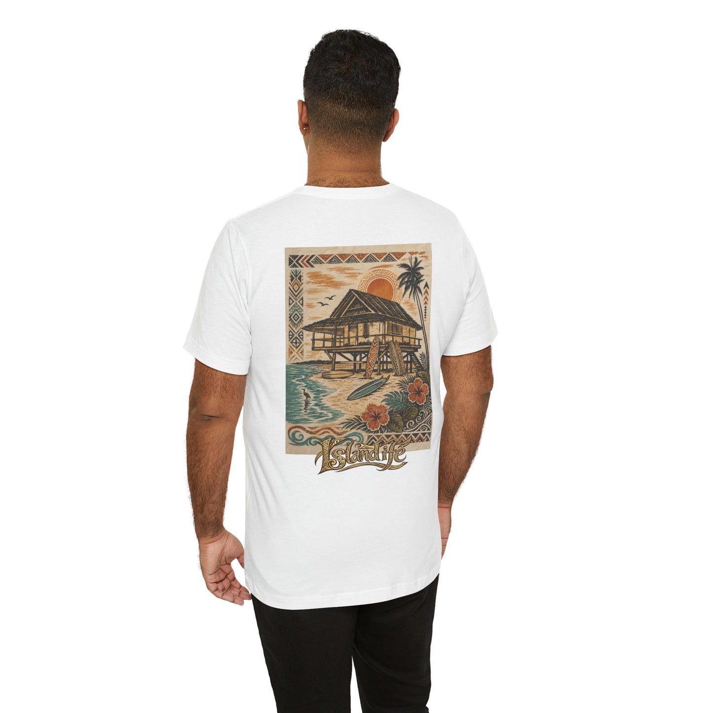 Tropical Beach Hut Tee — Vintage Hawaiian Surf Graphic T-Shirt