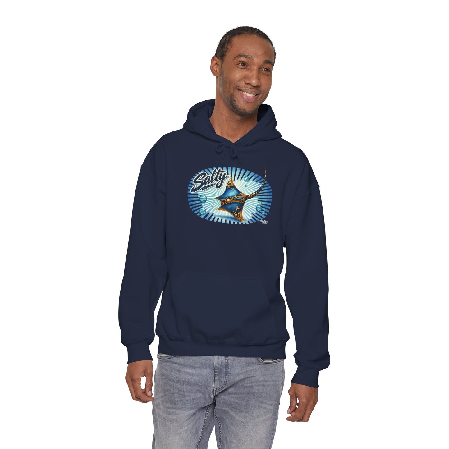 Salty Manta Ray Hoodie — Retro Surf Beach Vibes Sweatshirt