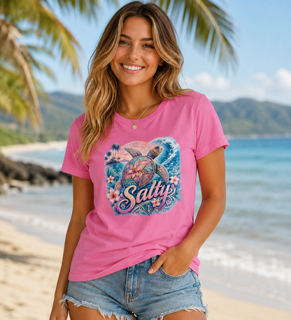 Women's Salty Turtle Tee - Beach Vibes