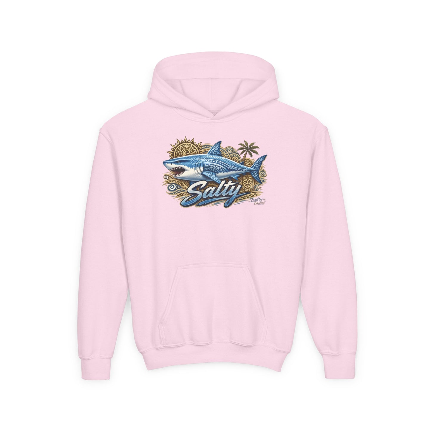 Youth Hoodie — 'Salty' Shark Surf Graphic