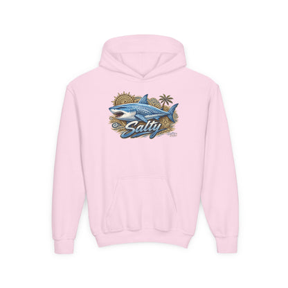 Youth Hoodie — 'Salty' Shark Surf Graphic