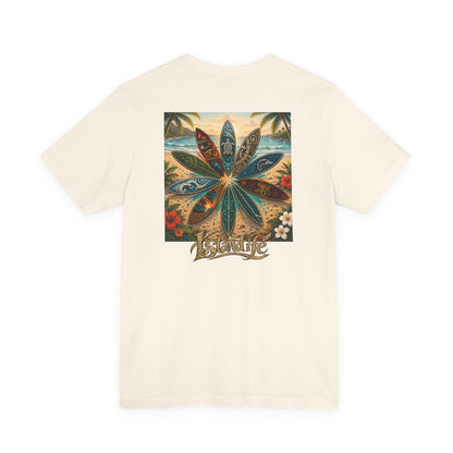 Surfboard Round Table Tee — Tropical Beach Vibes Graphic T-Shirt