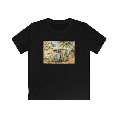 Kids Beach Van T‑Shirt – "Salty" Retro Surf Camper Tee for Boys & Girls