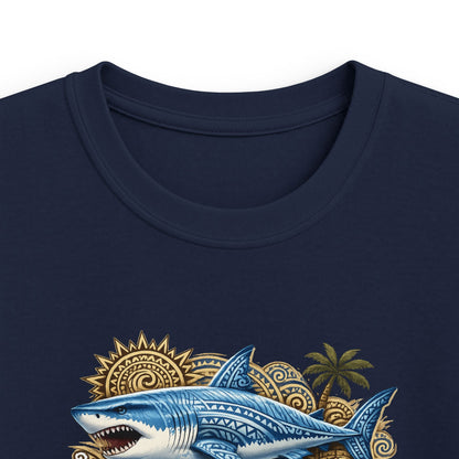 Kids Tee — 'Salty' Shark Beach Graphic Shirt for Boys & Girls