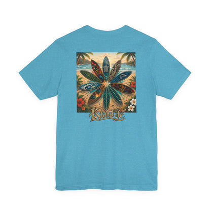 Surfboard Round Table Tee — Tropical Beach Vibes Graphic T-Shirt