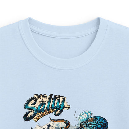 Kids Tee – Colorful Octopus Beach Illustration with "Salty" Script