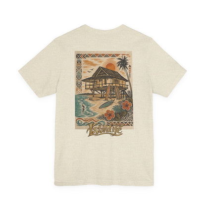 Tropical Beach Hut Tee — Vintage Hawaiian Surf Graphic T-Shirt