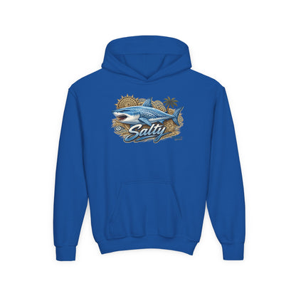 Youth Hoodie — 'Salty' Shark Surf Graphic