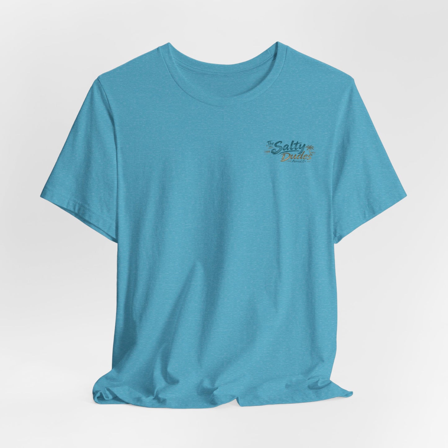 Surfboard Round Table Tee — Tropical Beach Vibes Graphic T-Shirt