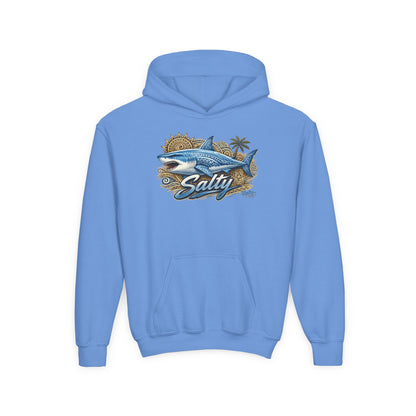 Youth Hoodie — 'Salty' Shark Surf Graphic
