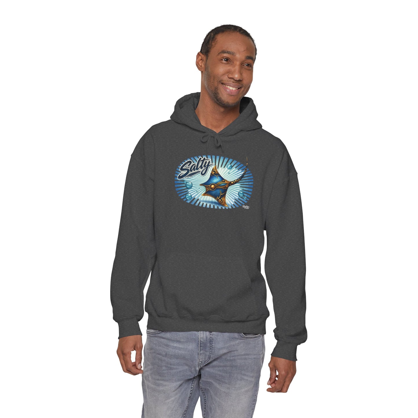 Salty Manta Ray Hoodie — Retro Surf Beach Vibes Sweatshirt