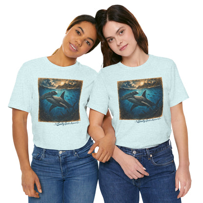 Whale Sunset Graphic Tee — Ocean Life Shark Illustration Shirt