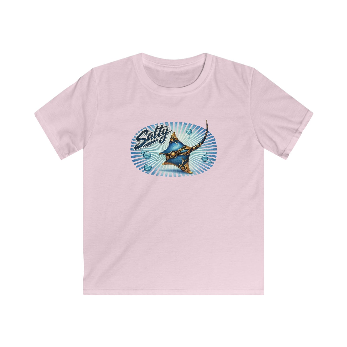Kids Tee - 'Salty' Manta Ray Beach Surf Graphic