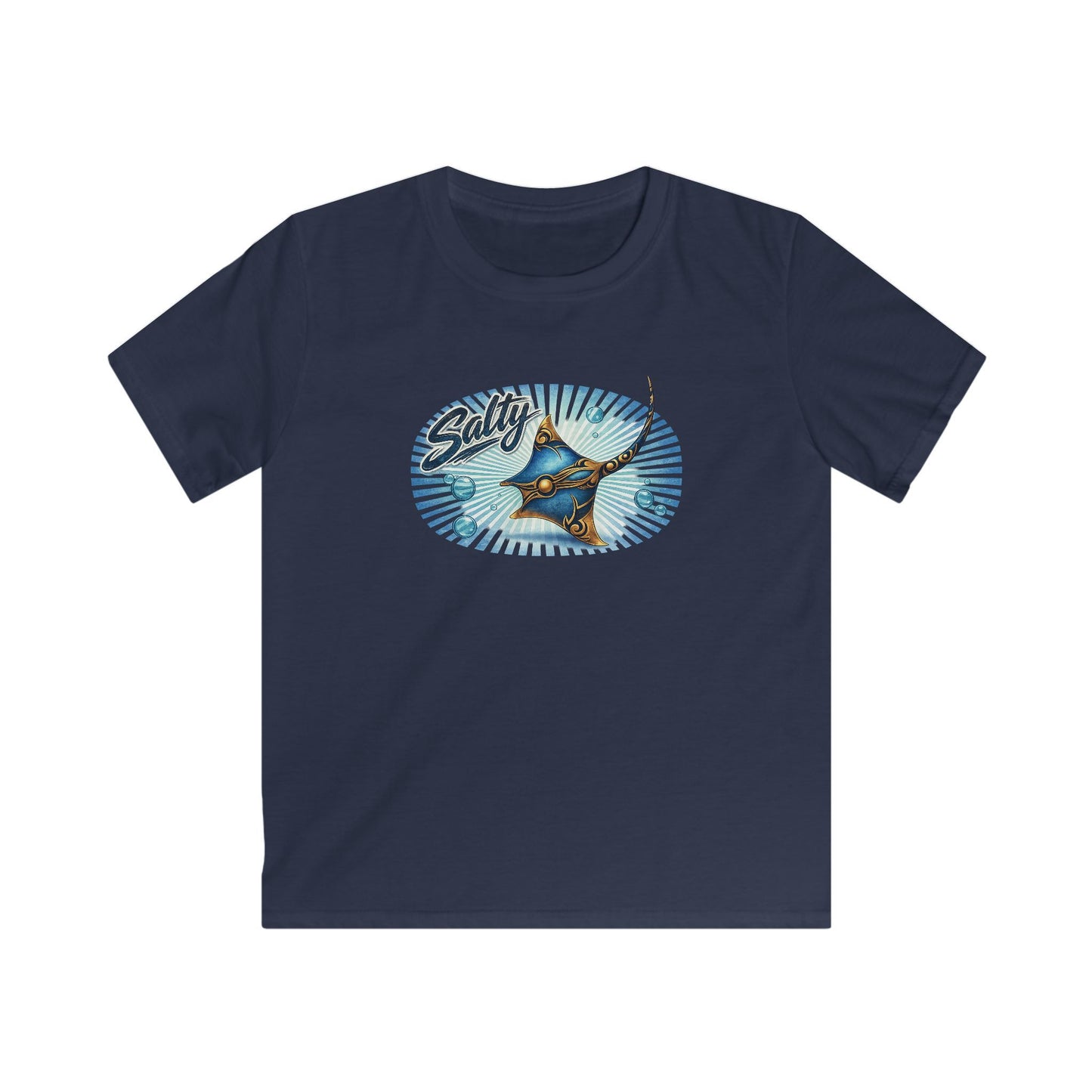 Kids Tee - 'Salty' Manta Ray Beach Surf Graphic