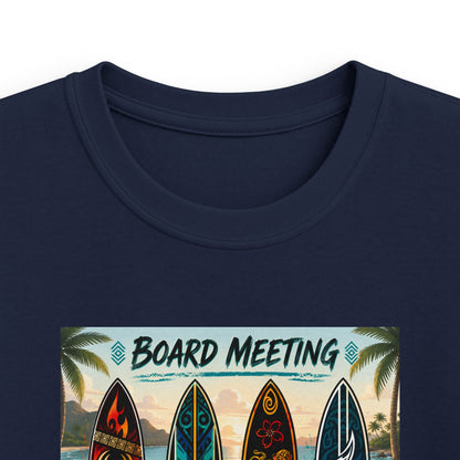 Kids Tee — "Board Meeting" Surfboard Graphic Beach Shirt