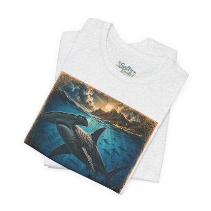Whale Sunset Graphic Tee — Ocean Life Shark Illustration Shirt