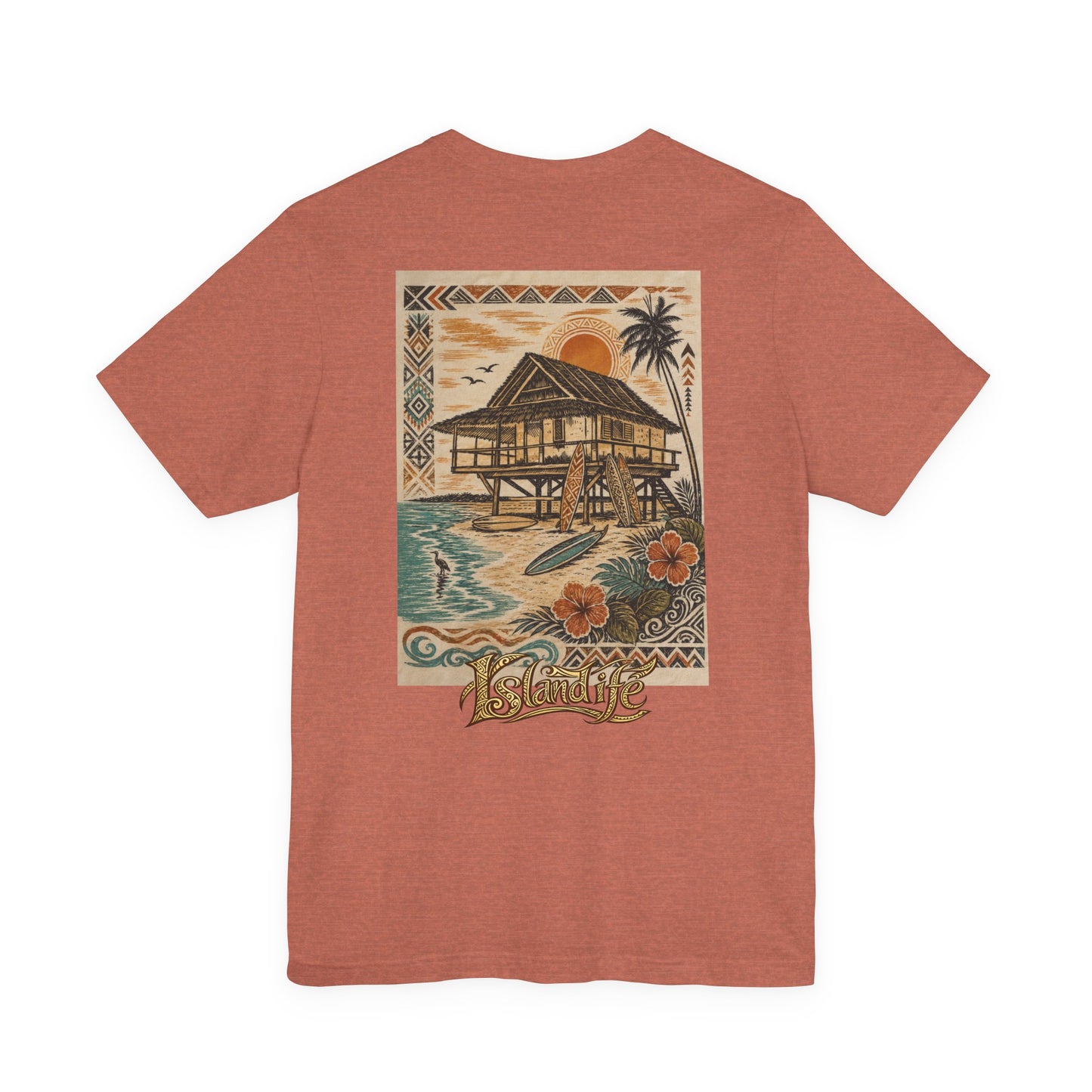 Tropical Beach Hut Tee — Vintage Hawaiian Surf Graphic T-Shirt