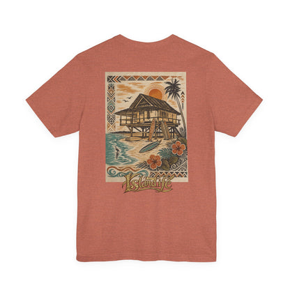 Tropical Beach Hut Tee — Vintage Hawaiian Surf Graphic T-Shirt