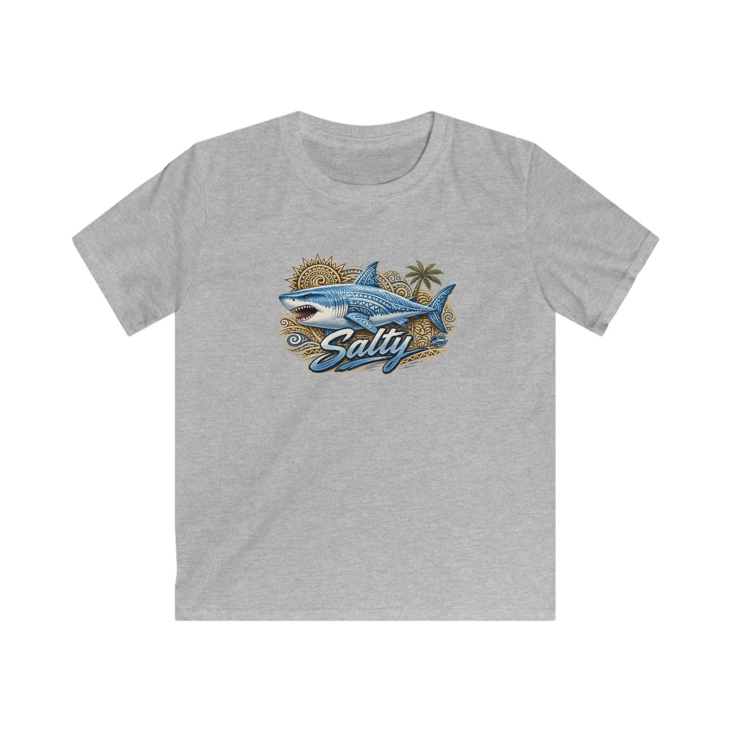 Kids Tee — 'Salty' Shark Beach Graphic Shirt for Boys & Girls
