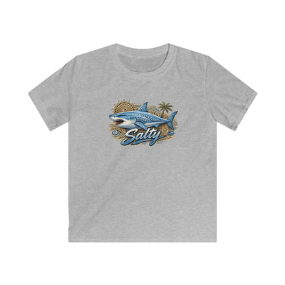 Kids Tee — 'Salty' Shark Beach Graphic Shirt for Boys & Girls