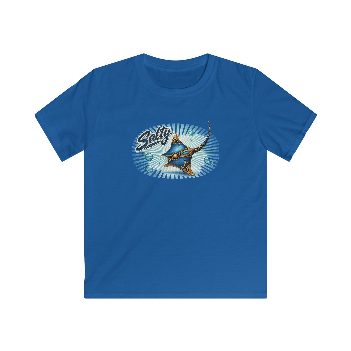Kids Tee - 'Salty' Manta Ray Beach Surf Graphic