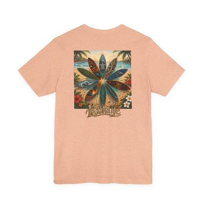 Surfboard Round Table Tee — Tropical Beach Vibes Graphic T-Shirt